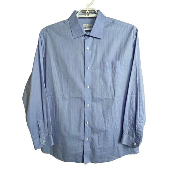 Barakett Robert Barakett Men's Sz 17.5 34/35 Blue Striped Button Up Long Sleeves - Picture 1 of 7